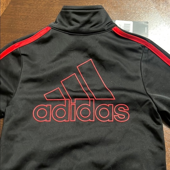 Adidas Kids Black and Red Jacket - Picture 3 of 8